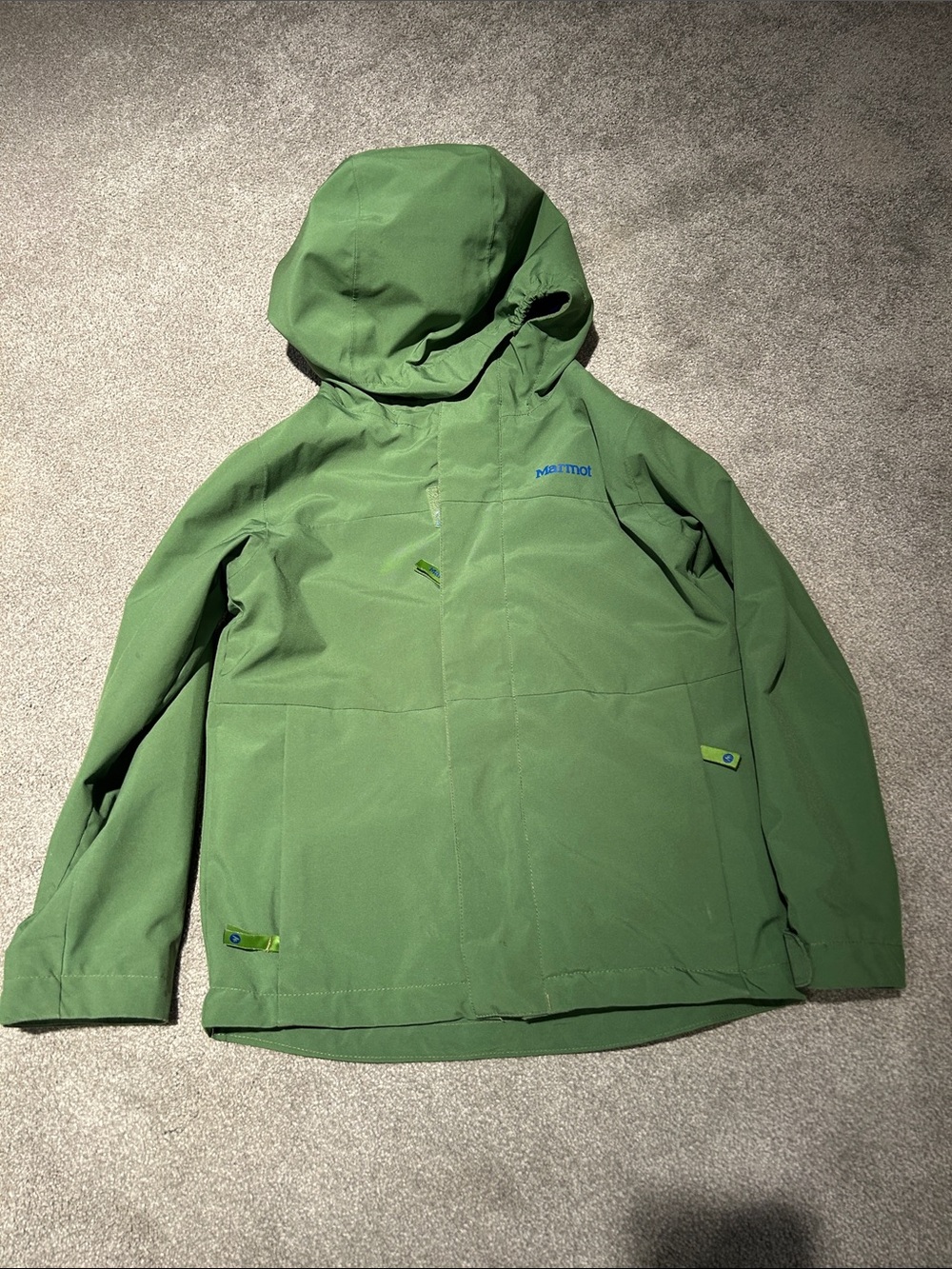 Marmot Kids' Olive Green Hooded Rain Jacket